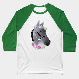 Watercolor Floral Horse Baseball T-Shirt